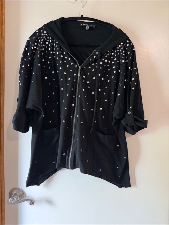 Chaus Sport Jackets & Blazers - Chaus Sport Black Studded Zip-Front Bomber Hoodie
